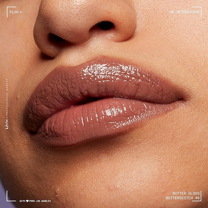 NYX PROFESSIONAL MAKEUP Butter Gloss Brown Sugar, Non-Sticky Lip Gloss - Butterscotch (Neutral Light Brown)