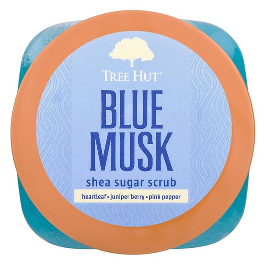 Tree Hut Blue Musk Shea Sugar Scrub | Exfoliating Body Scrub Removes Dead, Dry Skin for a Soft & Hydrated Feel | Nourishing Essential Body Care | 18 fl oz.
