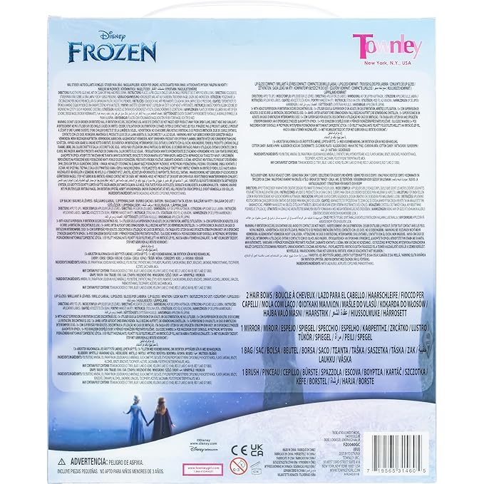 Disney Frozen - Townley Girl Super Sparkly Cosmetic Beauty Makeup Set For Girls with Clips, Lip Gloss, Nail Stickers, Lip Balm, Nail Gems and Mirror For Parties, Sleepovers & Makeovers