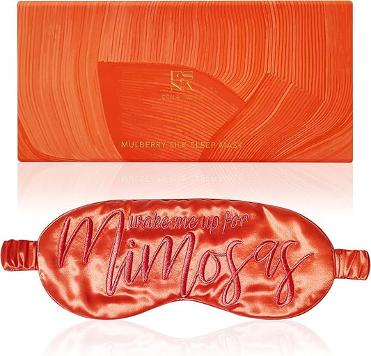 ESNA HOME Luxury Silk Sleep Mask | 22-Momme Mulberry Silk | Ultra Comfort | Deeper Relaxation | Present-Ready Packaging | Luxury Christmas for Her (Wake Me Up for Mimosas)