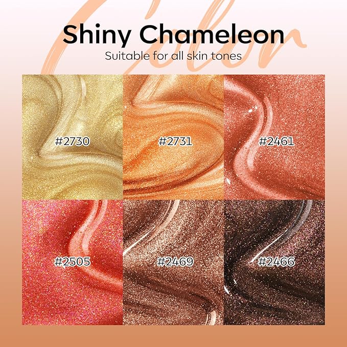 modelones Chameleon Gel Nail Polish Set, 6 Colors Fall Gel Polish Kit Glitter Shimmer Brown Orange Yellow Soak Off LED Nail Lamp Home Gift DIY Salon For Women Girl