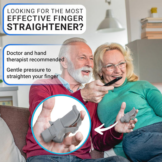 Finger Straightener | PIP Extension Orthosis/Splint For Bent Fingers, PIP Flexion Contractures | Adjustable Joint Stretcher Device | Made in USA | Purple/Medium
