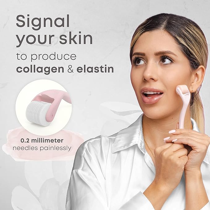 Derma Roller & Ice Roller 2 in 1 for Beard Hair Skin Face 540 Titanium.25mm - Self Care Gifts Facial Skin Care Tools…