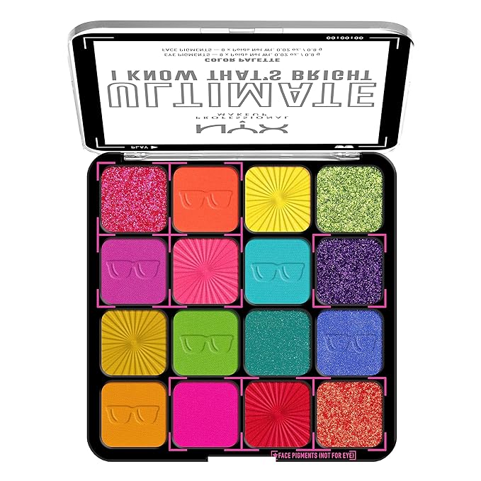 NYX PROFESSIONAL MAKEUP, Ultimate Shadow Palette, Eyeshadow Palette - I Know That's Bright