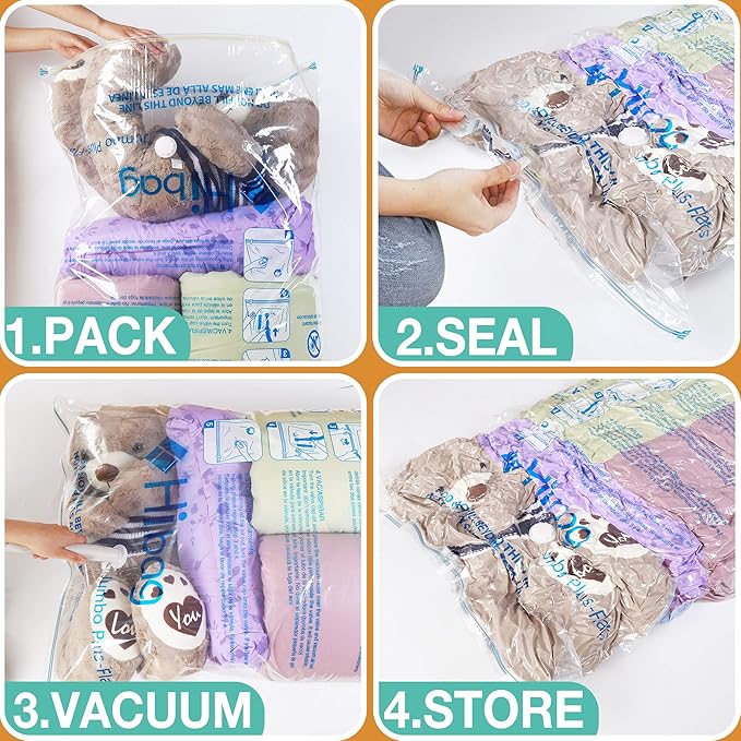 XXL Jumbo 47''X35'' Vacuum Storage Space Saver Bags Extra Large for Blanket, Bedding, Comforters (8 Pack)