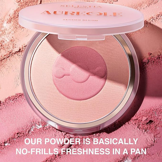 Blush Duo Aureole - High Pigmented Pink Blush for Cheeks - Blush Powder with Matte Finish - Easy-to-Blend Texture - Mix or Use Separately, 0.53 Oz