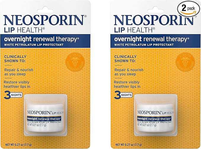 Neosporin Lip Health Overnight Healthy Lips Renewal Therapy Petrolatum Lip Protectant, 0.27oz. (Pack of 2)