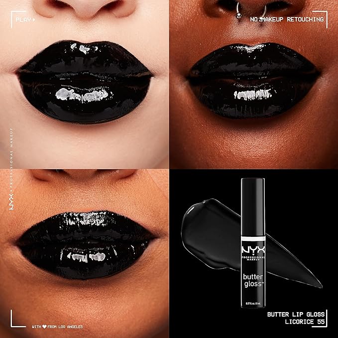 NYX PROFESSIONAL MAKEUP Butter Gloss, Non-Sticky Lip Gloss - Licorice (Black)