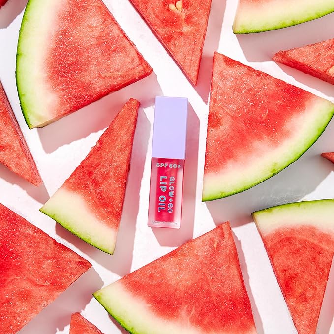 SPF50 Glow & Go Lip Oil: Lip Oil with SPF, Moisturizes and Protects Lips, 4.5ml in Watermelon