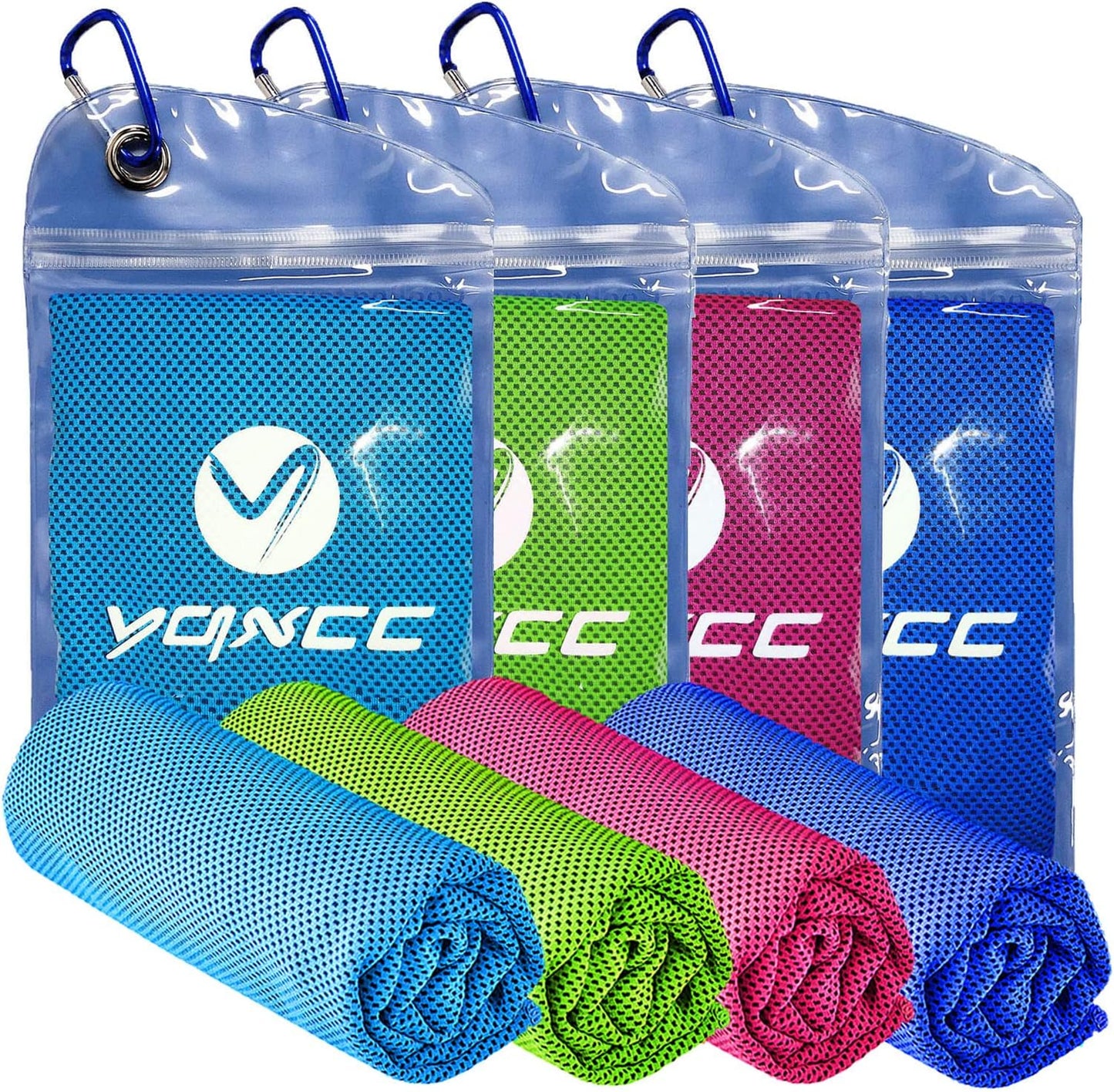 YQXCC Cooling Towels | 4 Pack 47"x12" | Ice Cool for Neck | Microfiber Soft Breathable Chilly | for Yoga, Sports, Golf, Gym, Camping, Running, Fitness, Workout & More Activities