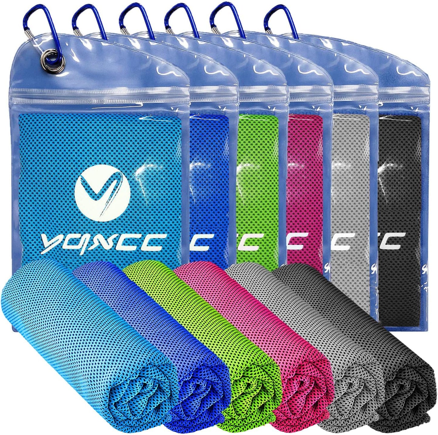 YQXCC Cooling Towels | 6 Pack 47"x12" | Ice Cool for Neck | Microfiber Soft Breathable Chilly | for Yoga, Sports, Golf, Gym, Camping, Running, Fitness, Workout & More Activities