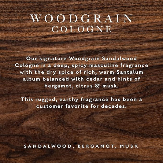 Caswell-Massey Woodgrain Sandalwood Cologne Spray, Spicy Sandalwood with Cedar and Hints of Citrusy Musk, Fragrance for Men, Made in USA, 0.25 Oz