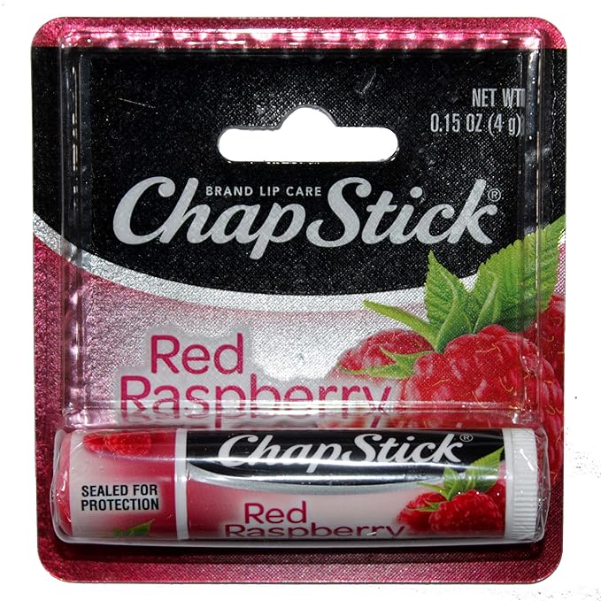 Chapstick (1) Stick Red Raspberry Flavored Lip Balm Lip Care Carded 0.15 oz