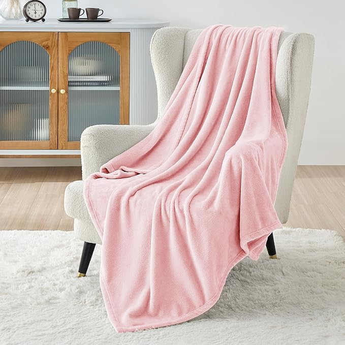Bedsure GentleSoft Pink Fleece Throw Blanket for Couch - 300GSM Cozy Soft Blankets for Women, Cute Small Fleece Throws for Girls, Pink Home Decor Gifts, 50x60 Inches
