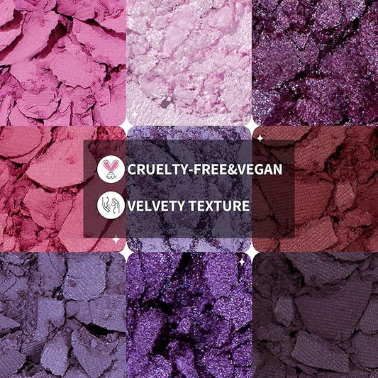 docolor Eyeshadow 9 Colors Purple Eyeshadow Palette High Pigmented Blendable Matte & Glitter Shimmer Finishes, Long Lasting Mauve Eye Makeup for Christmas Party Music Festivals