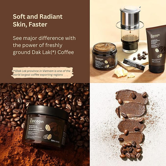 Cocoon Dak Lak Coffee Body Polish with Refill Bag. 100% Vegan Exfoliating Scrub for Smooth & Glowing Skins | Reduce Stretch Marks, Acne & Cellulite | Gift for Coffee Lovers (27 fl oz)