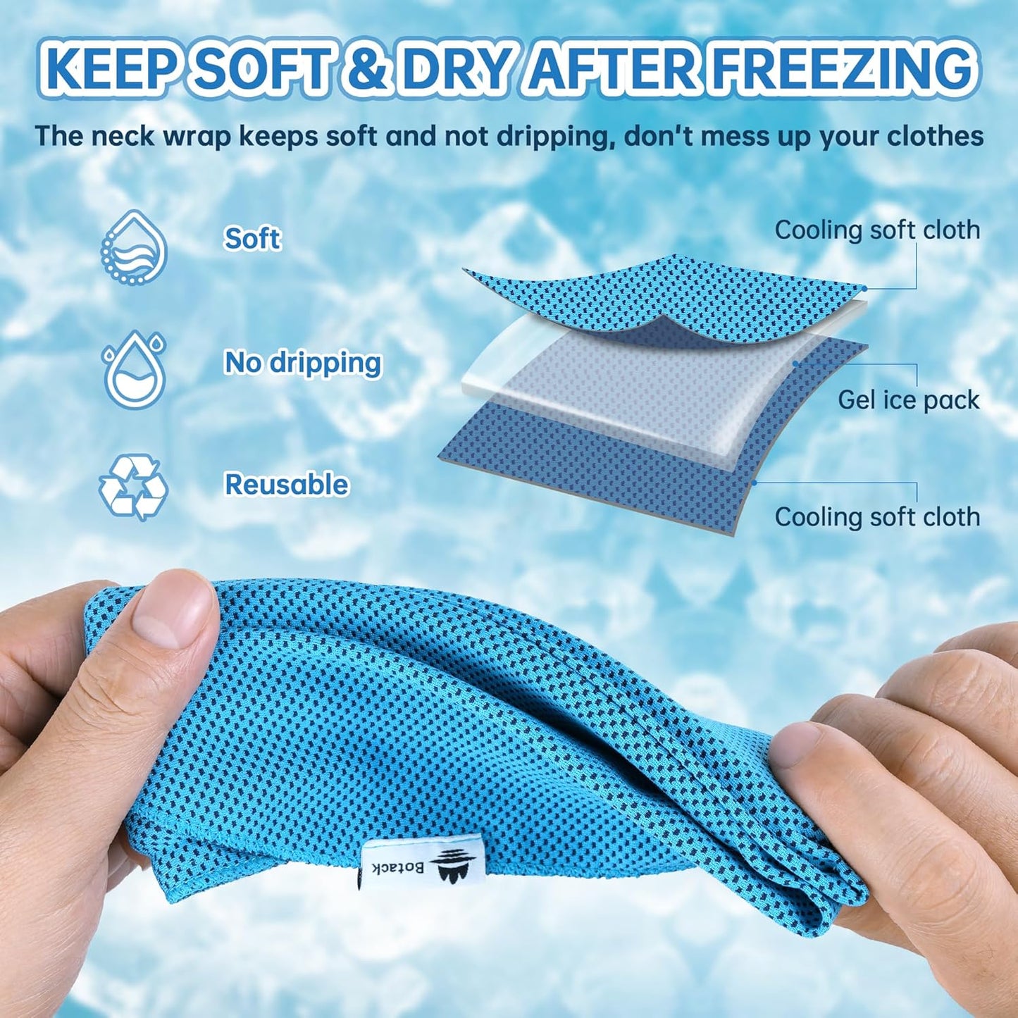 Cooling Neck Wraps with Reusable Gel Ice Pack, Soft Summer Neck Cooler for Golf, Tennis, Outdoor Activities 2 Packs