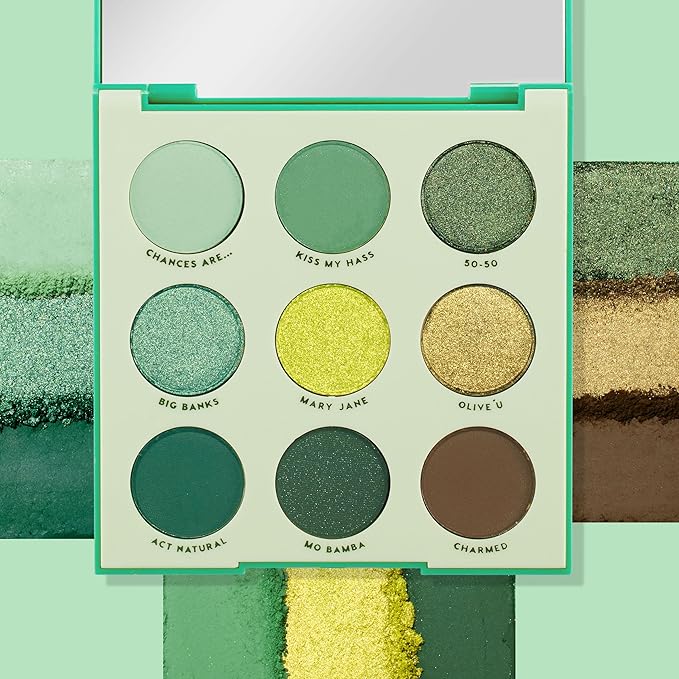 Colourpop Just My Luck Green Eyeshadow Palette - Green & Neutral Eyeshadow Palette with Matte & Metallic Finishes - High-Pigment Eye Makeup with a Long-Wearing Formula (0.3 oz)