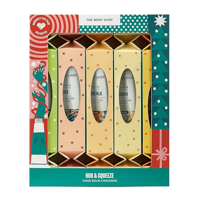 The Body Shop Hug & Squeeze Hand Balm Body Care Holiday Gift Set, Vegan, 5-Piece Set