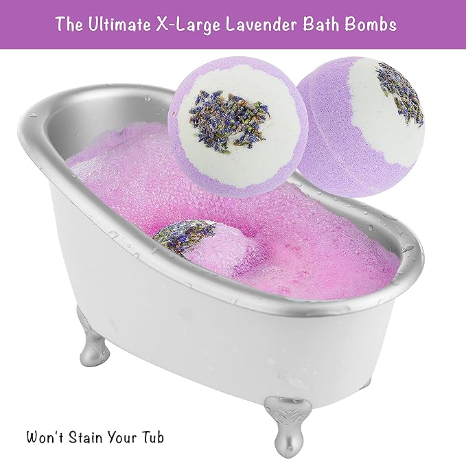 Bath Gift Basket Set for Women: Relaxing at Home Spa Kit Scented - Lavender and Jasmine with Large Bath Bombs, Salts, Shower Gel, Body Butter Lotion, Bath Oil, Bubble Bath, Loofah & More