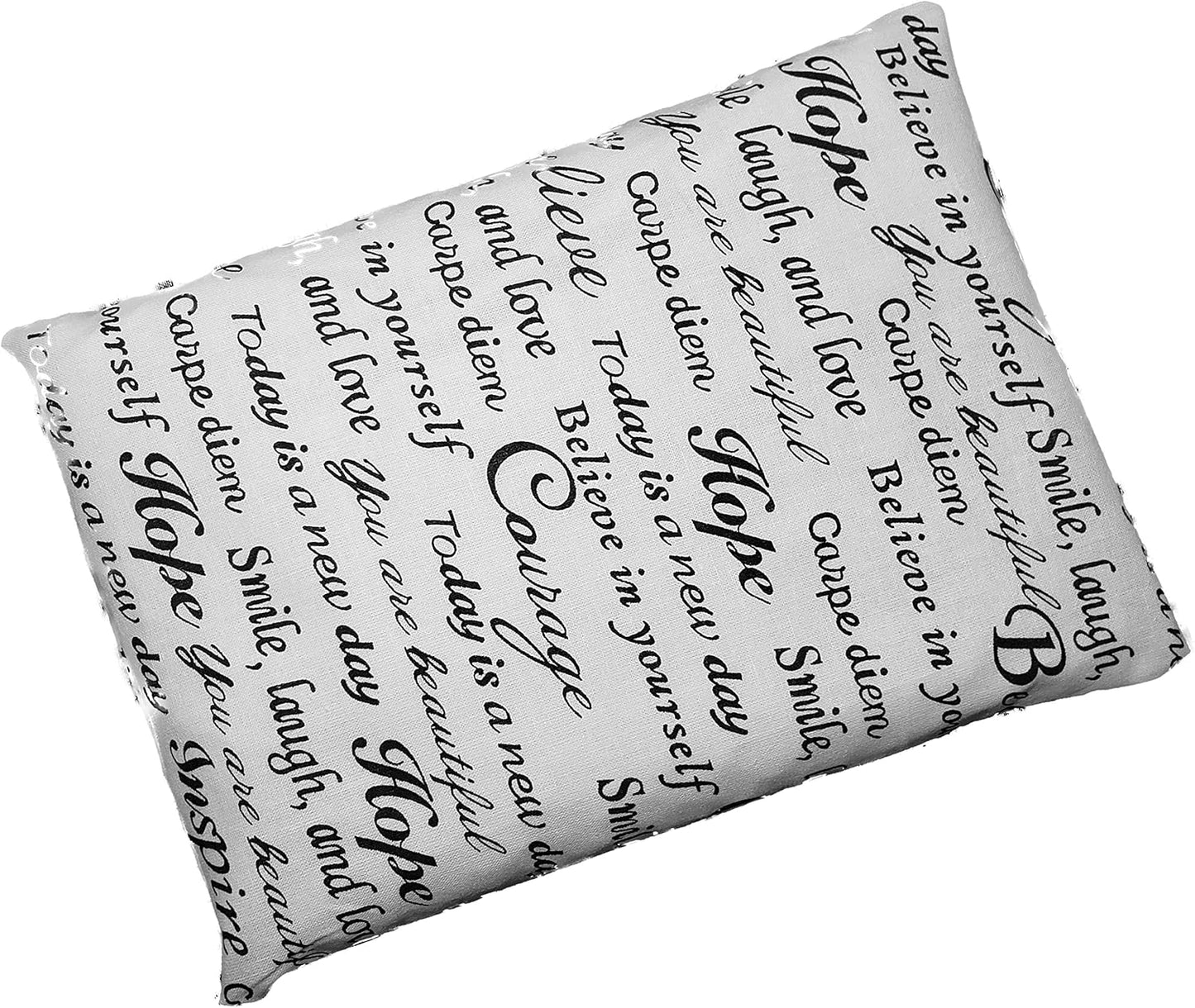 Microwavable Corn Filled Heating Pad and Cold Pack/Washable 100% Cotton Cover (Positive Thoughts, 7.5in W x 11in L)