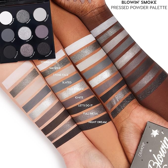ColourPop Blowin' Smoke Eyeshadow Palette - Silver Eyeshadow and Smokey Eye Eyeshadow Palette with Metallic and Matte Finishes - High-Pigment Eye Makeup with a Long-Wearing Formula (0.3 oz)
