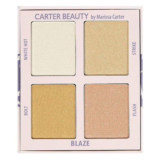 Carter Beauty Mini Highlighter Palette | Long Lasting Makeup | Shimmer & Matte Shades (Blaze)