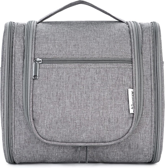 Narwey Hanging Toiletry Bag for Women Travel Makeup Bag Organizer Toiletries Bag Men for Cosmetics Essentials Accessories (Large, Grey)