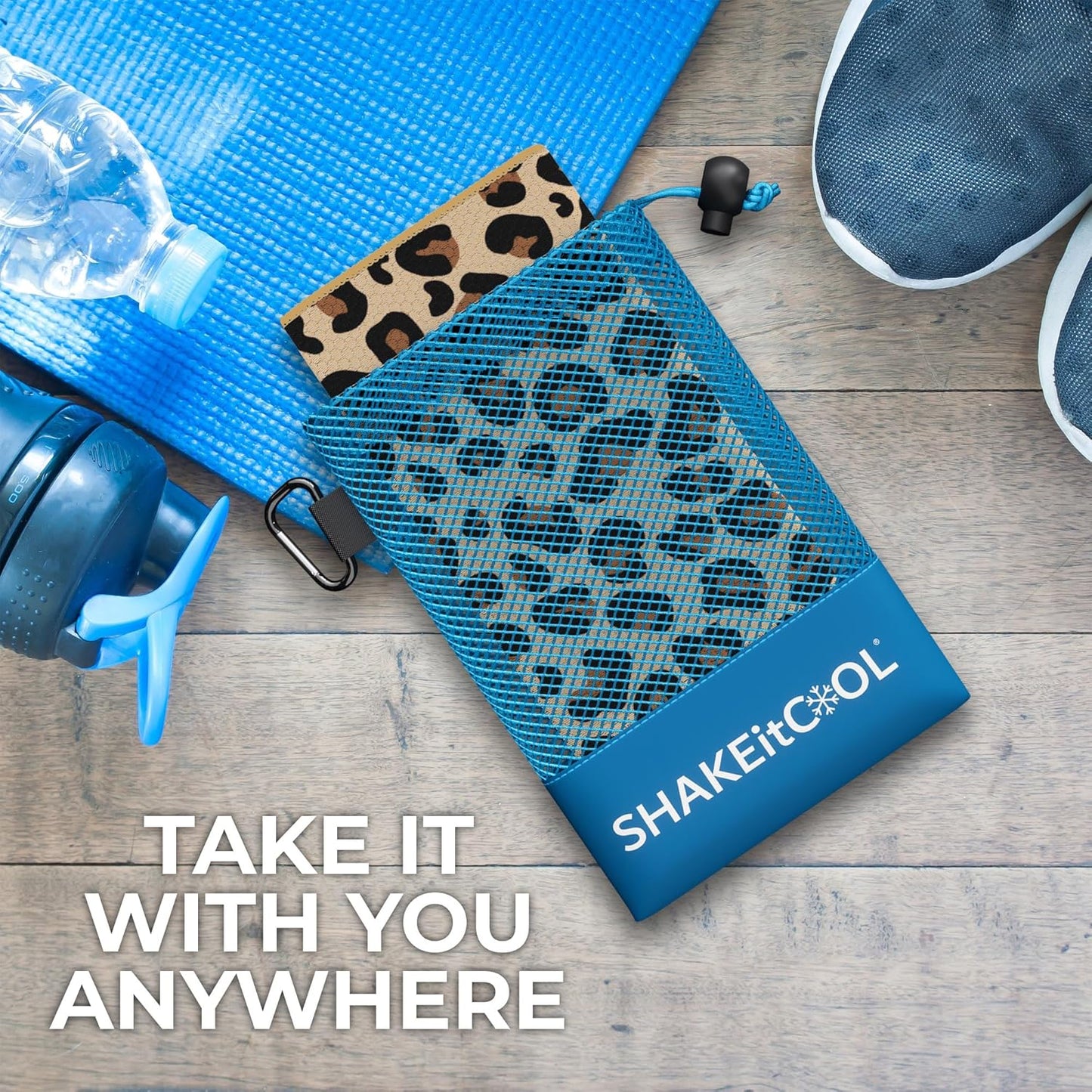 SHAKEitCOOL Extended Size Cooling Towel – Be Cool in Style - Heat Relief, Soft, Lightweight, Sun Protection, Easy Clean - Perfect for Biking, Hiking, Running, Yoga, Golf, Gardening - Cheetah Print M
