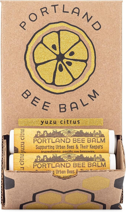 Portland Bee Balm All Natural Handmade Beeswax Based Lip Balm, Yuzu Citrus 24 Count