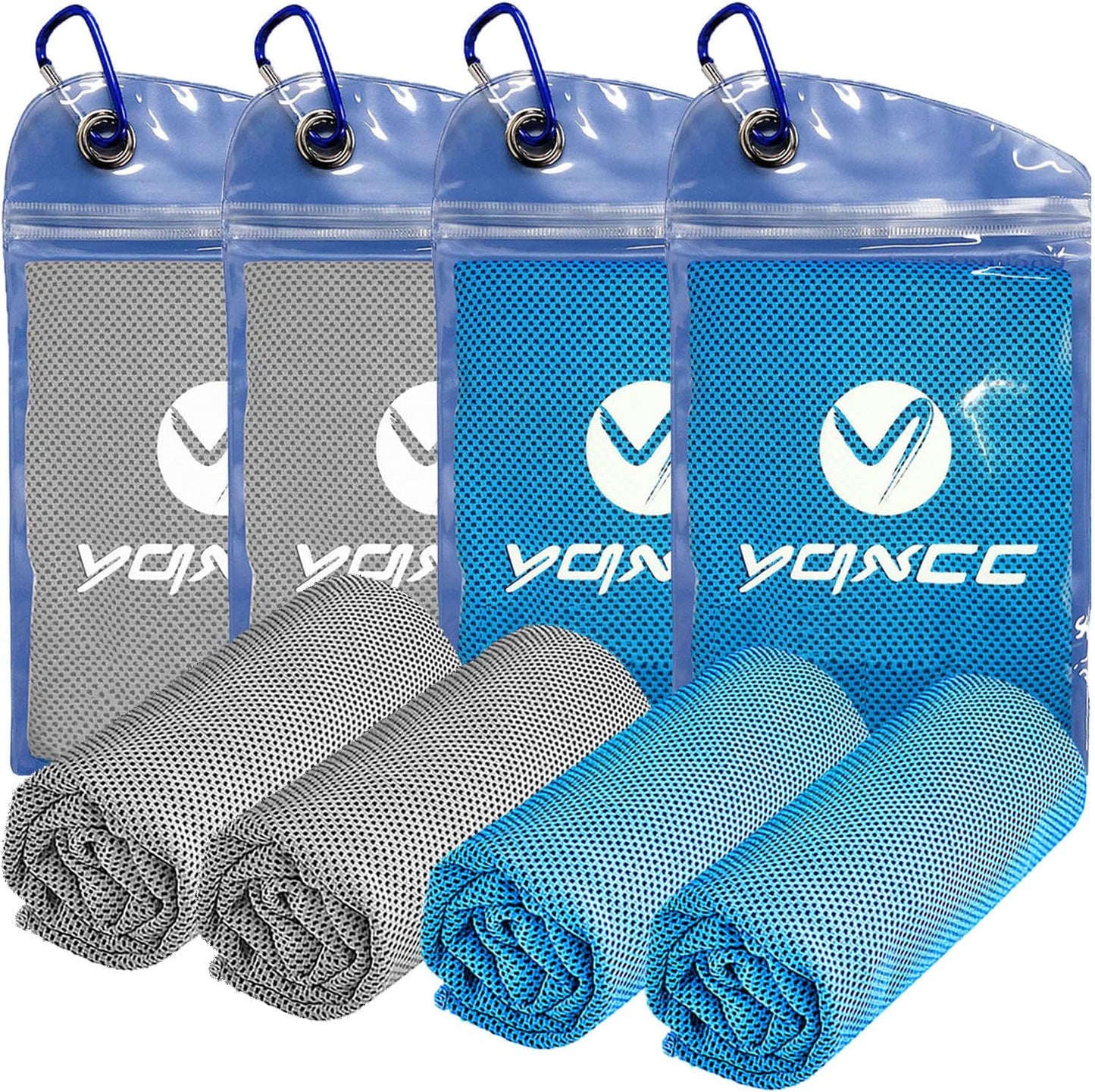 YQXCC 4 Pack Cooling Towels | 40"x12" | Ice Cool for Neck | Microfiber Soft Breathable Chilly | for Yoga, Golf, Gym, Camping, Running, Workout & More Activities