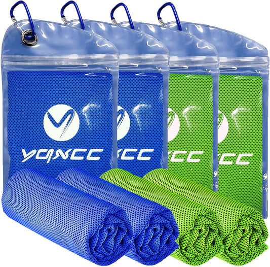 YQXCC Cooling Towels | 4 Pack 40"x12" | Cool for Neck | Microfiber Soft Breathable Chilly | for Sports, Yoga, Golf, Gym, Camping, Running, Workout & More Activities