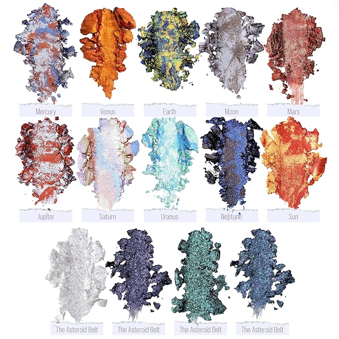Galactic Assemble Eyeshadow Palette 14 Colors Glitter Shimmer Metallic Eye Shadow Pallet Blue Galaxy Eye Makeup Palettes Create Space-like Eyes Make up Orange Gifts for Women Girls