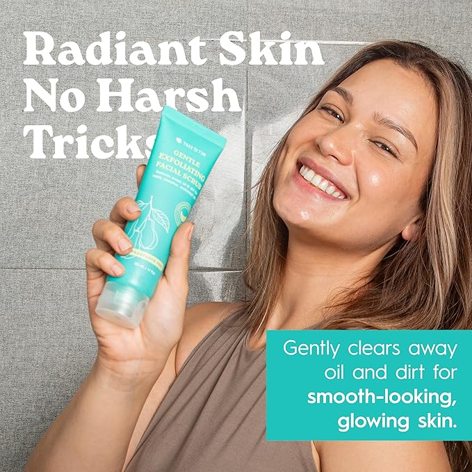 Tree To Tub Exfoliating Face Wash - Gentle Facial Exfoliator & Face Scrub w/Salicylic Acid for Glowing Skin - Non-Irritating Exfoliant to Remove Buildup & Refine Texture - For All Skin Types