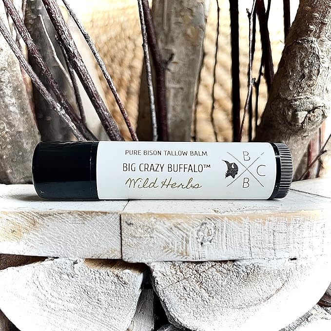 Pure Bison Tallow Lip Balm, Wild Herb, (5 pack) - Rosemary & Lavender, Moisturizing, Non-Habit Forming
