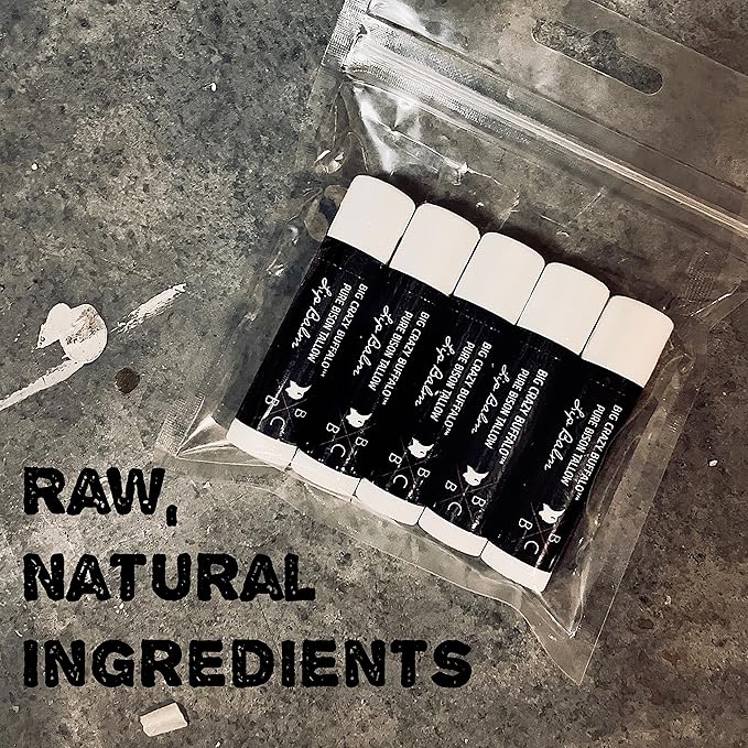 Pure Bison Tallow Lip Balm, Unscented, (5 pack) - Moisturizing, Non-Habit Forming, Soothes Chapped Lips