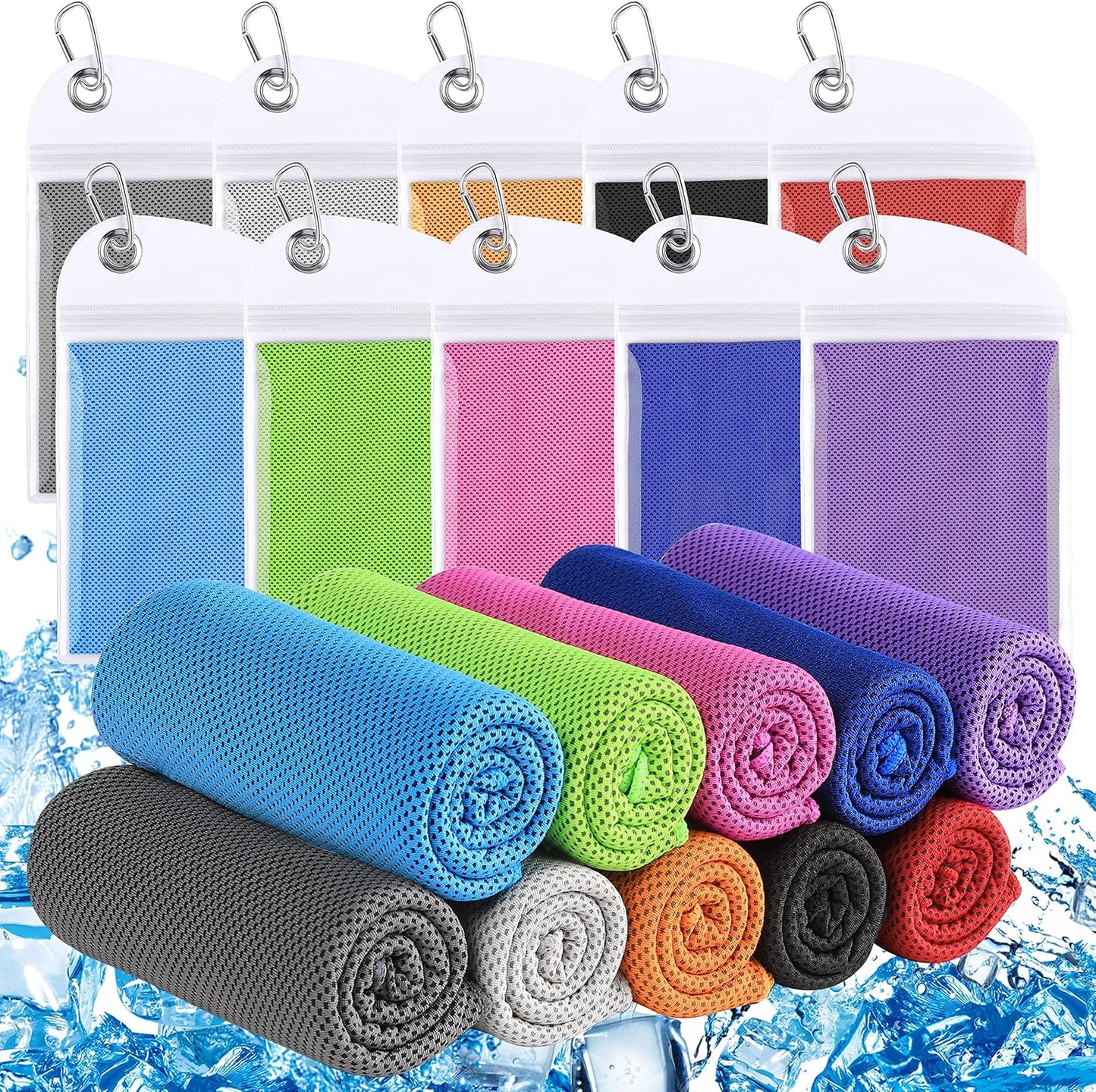 Cooling Towels for Neck and Face 10 Pack, 40x12’’ Soft Breathable Sweat Towels, Microfiber Sport Towel for Yoga, Gym, Workout, Running, Golf, Travel, Cooling Neck Wrap for Hot Weather