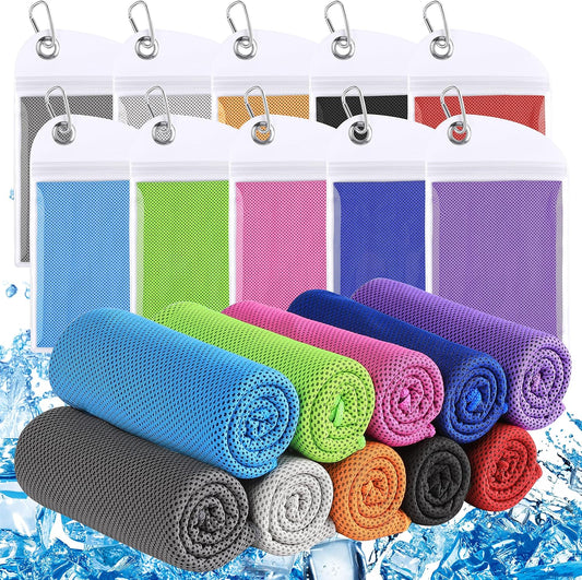 Cooling Towels for Neck and Face 10 Pack, 40x12’’ Soft Breathable Sweat Towels, Microfiber Sport Towel for Yoga, Gym, Workout, Running, Golf, Travel, Cooling Neck Wrap for Hot Weather