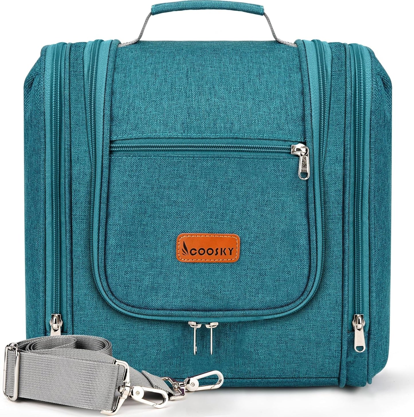 Travel Hanging Toiletry Bag for Women and Men, 6 Organizer Compartments, Holds Full Size Bottles, Extra Large Cosmetic Accessories, Makeup essentials, Bathroom Water-resistant Toiletries Bag, Blue